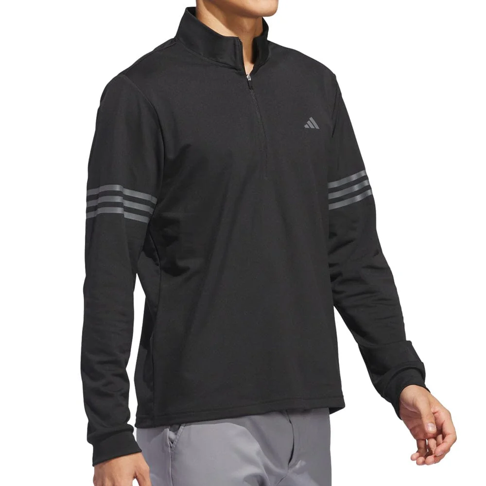 adidas 3-Stripes Half-Zip Top - Black - Image 6