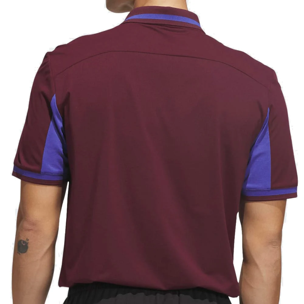 adidas Beyond The Course Vent Twistknit Polo Shirt - Maroon/Dual Indigo - Image 2