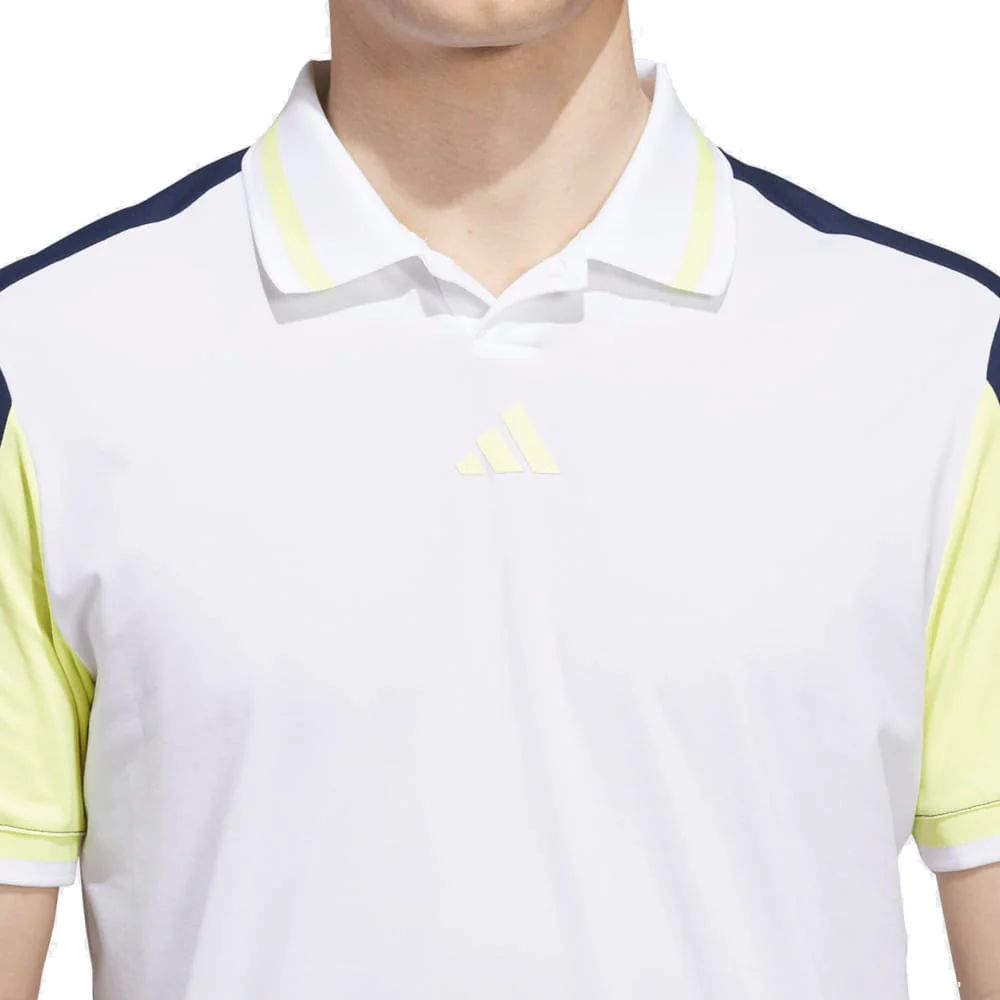 adidas Beyond The Course Vent Twistknit Polo Shirt - White/Frozen Lemon - Image 3