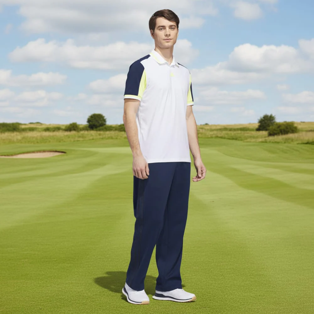 adidas Beyond The Course Vent Twistknit Polo Shirt - White/Frozen Lemon - Image 4
