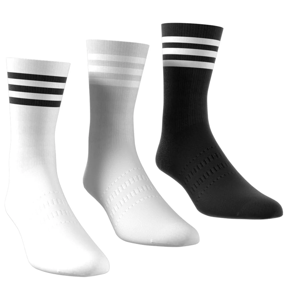 adidas Crew Socks 3 Pairs - White/Grey Three/Black - Image 2
