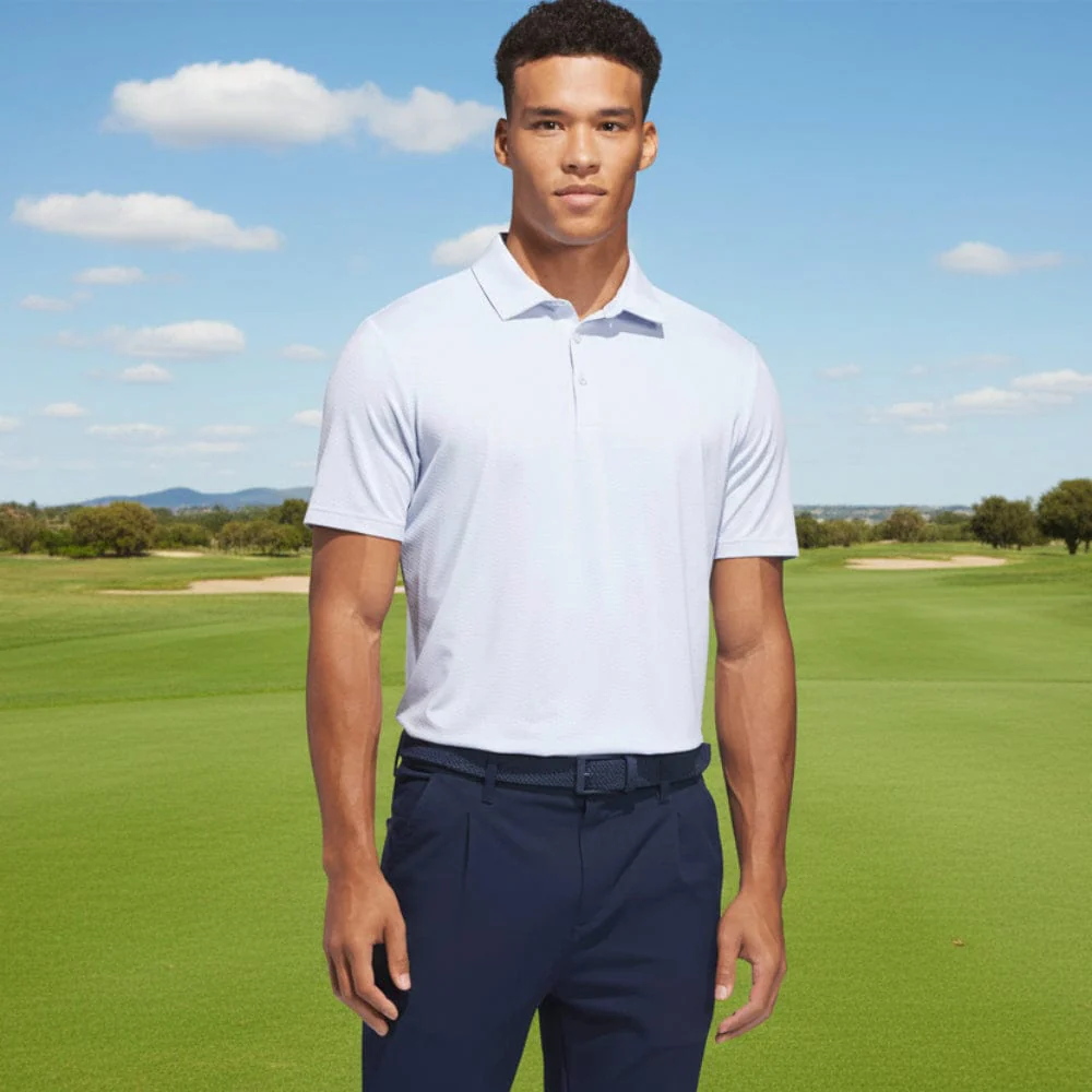adidas Performance Textured Polo Shirt - White/Crystal Sky - Image 4