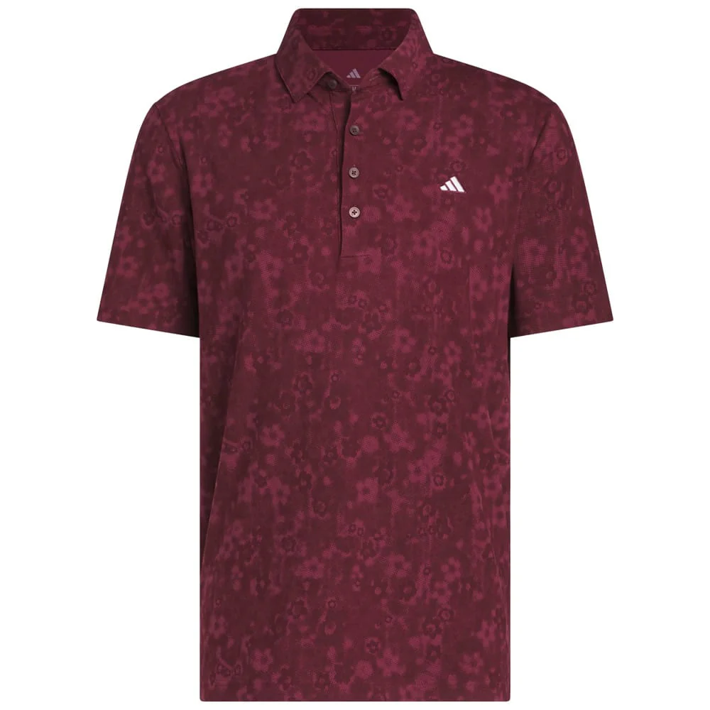 adidas Ultimate365+ Climacool Butterspun Mighty Blossom Print Polo Shirt - Maroon