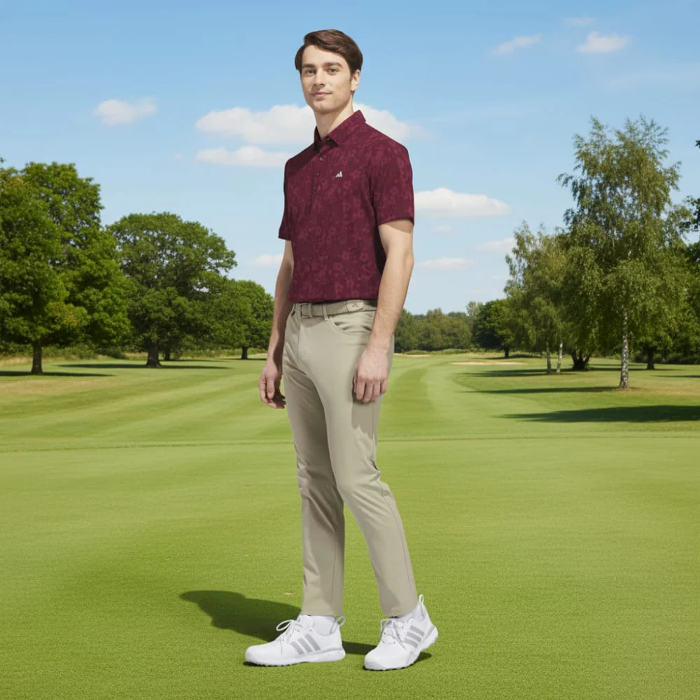 adidas Ultimate365+ Climacool Butterspun Mighty Blossom Print Polo Shirt - Maroon - Image 4