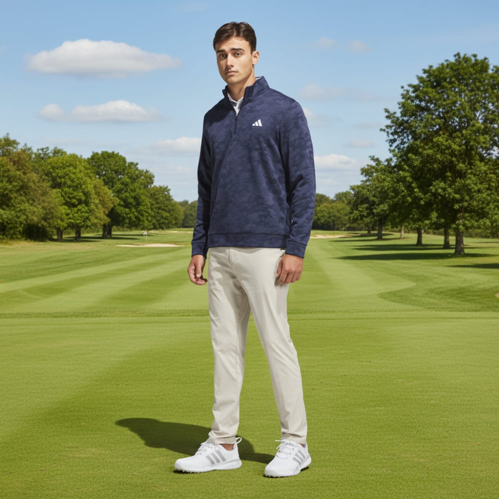 adidas Ultimate365 Durable Water Repellant Quarter-Zip Sweatshirt - Collegiate Navy/Shadow Navy - Image 4