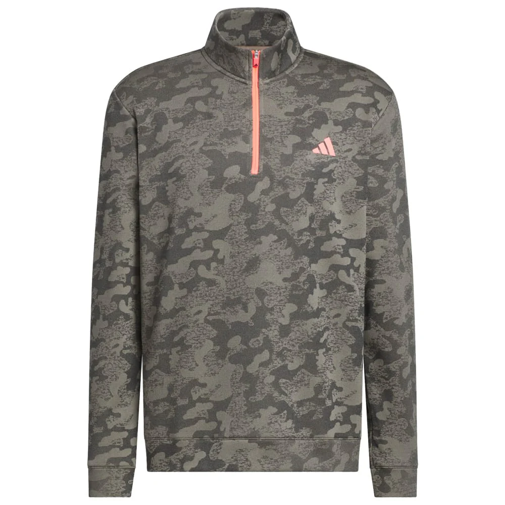 adidas Ultimate365 Durable Water Repellant Quarter-Zip Sweatshirt - Khaki Six/Solar Turbo