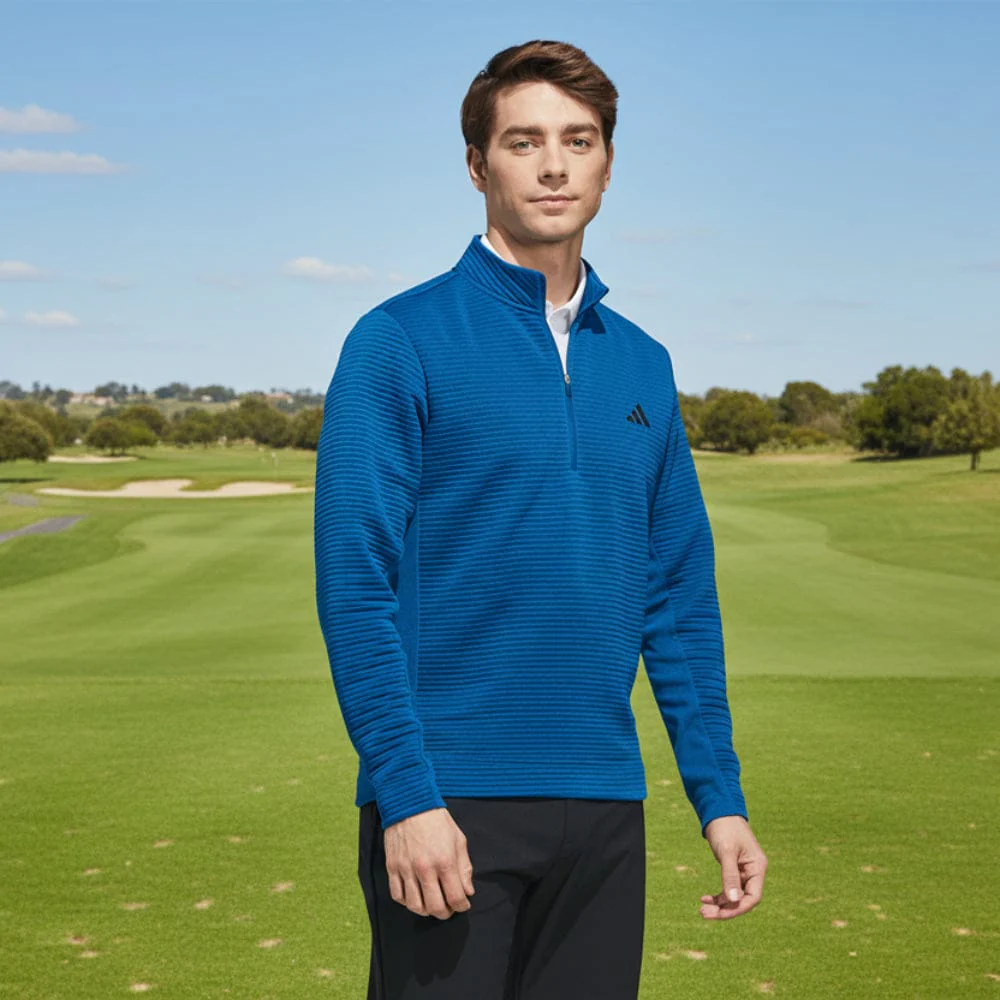 adidas Ultimate365 DWR Textured Quarter Zip Pullover - Dusky Petrol - Image 4
