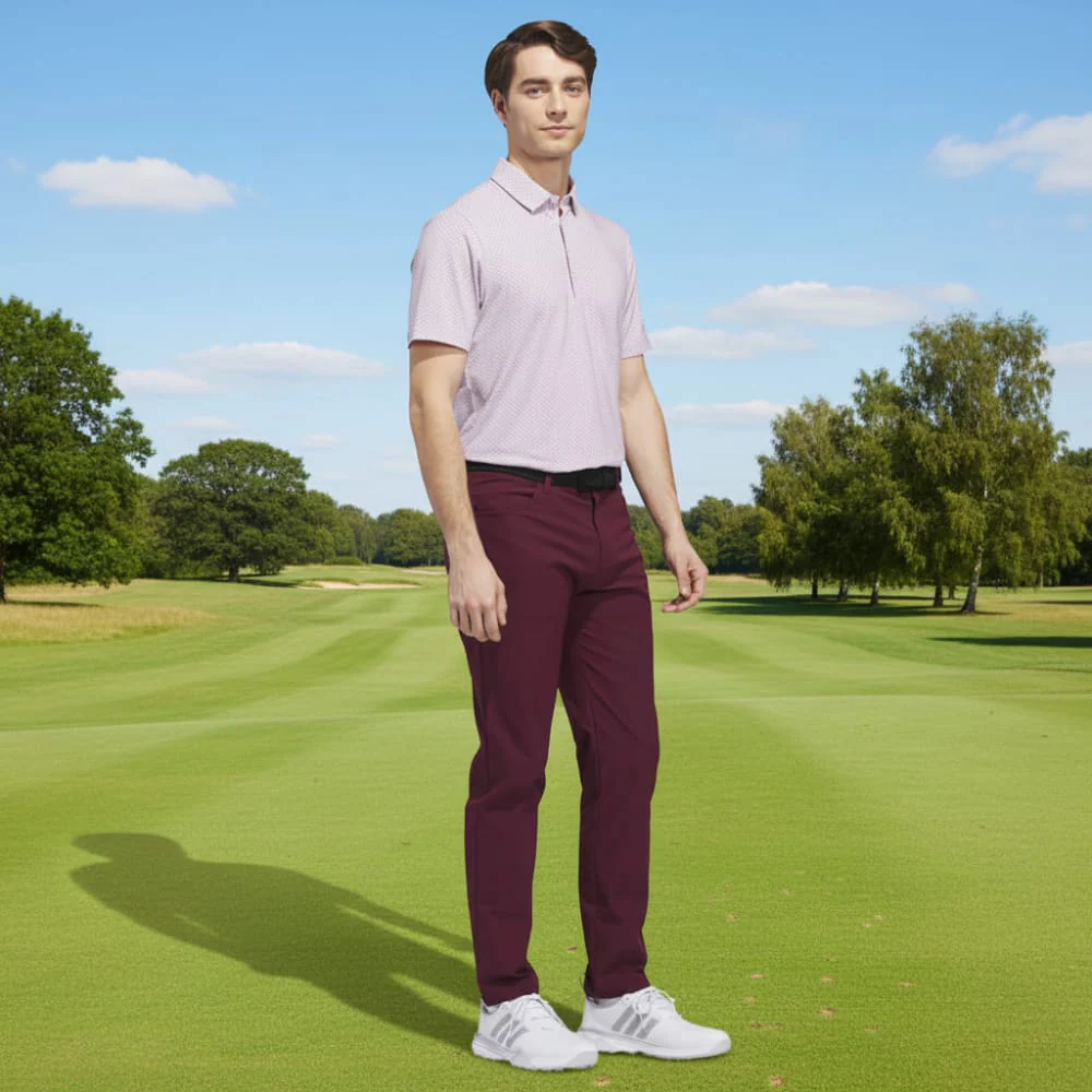 adidas Ultimate365+ Go-To Print Polo Shirt - Frozen Purple/Maroon - Image 5