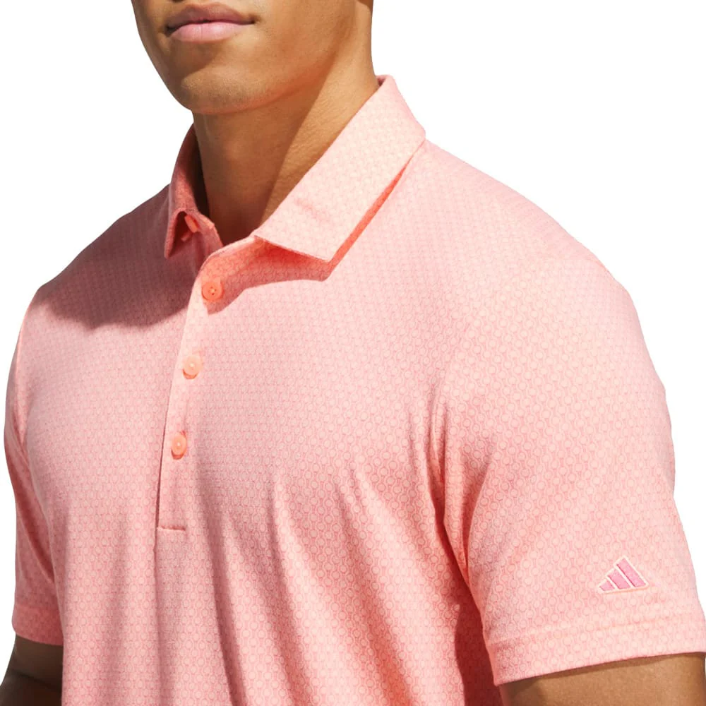 adidas Ultimate365+ Go-To Print Polo Shirt - Frozen Turbo/Pure Turbo - Image 6
