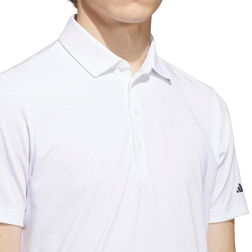 adidas Ultimate365+ Go-To Print Polo Shirt - White/Grey Three - Image 4