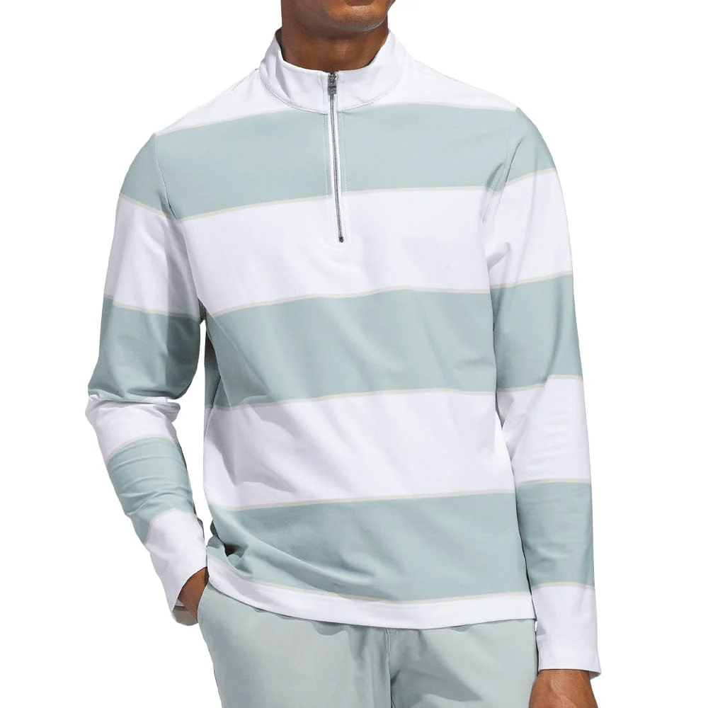 adidas Ultimate365 Rugby Stripe Quarter-Zip - Wonder Sage/White
