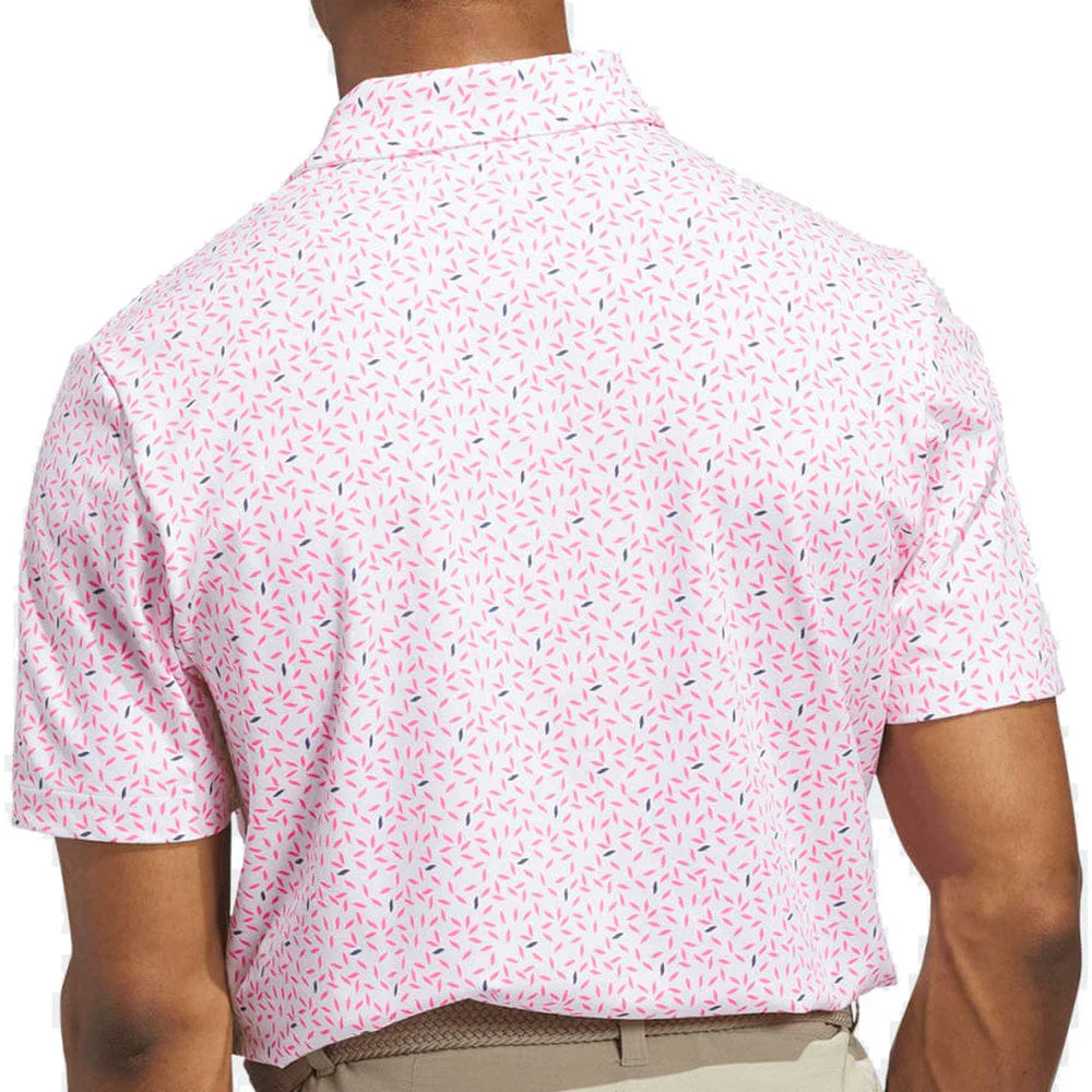 adidas Ultimate365+ Soft Print Polo Shirt - White/Lucid Pink - Image 2