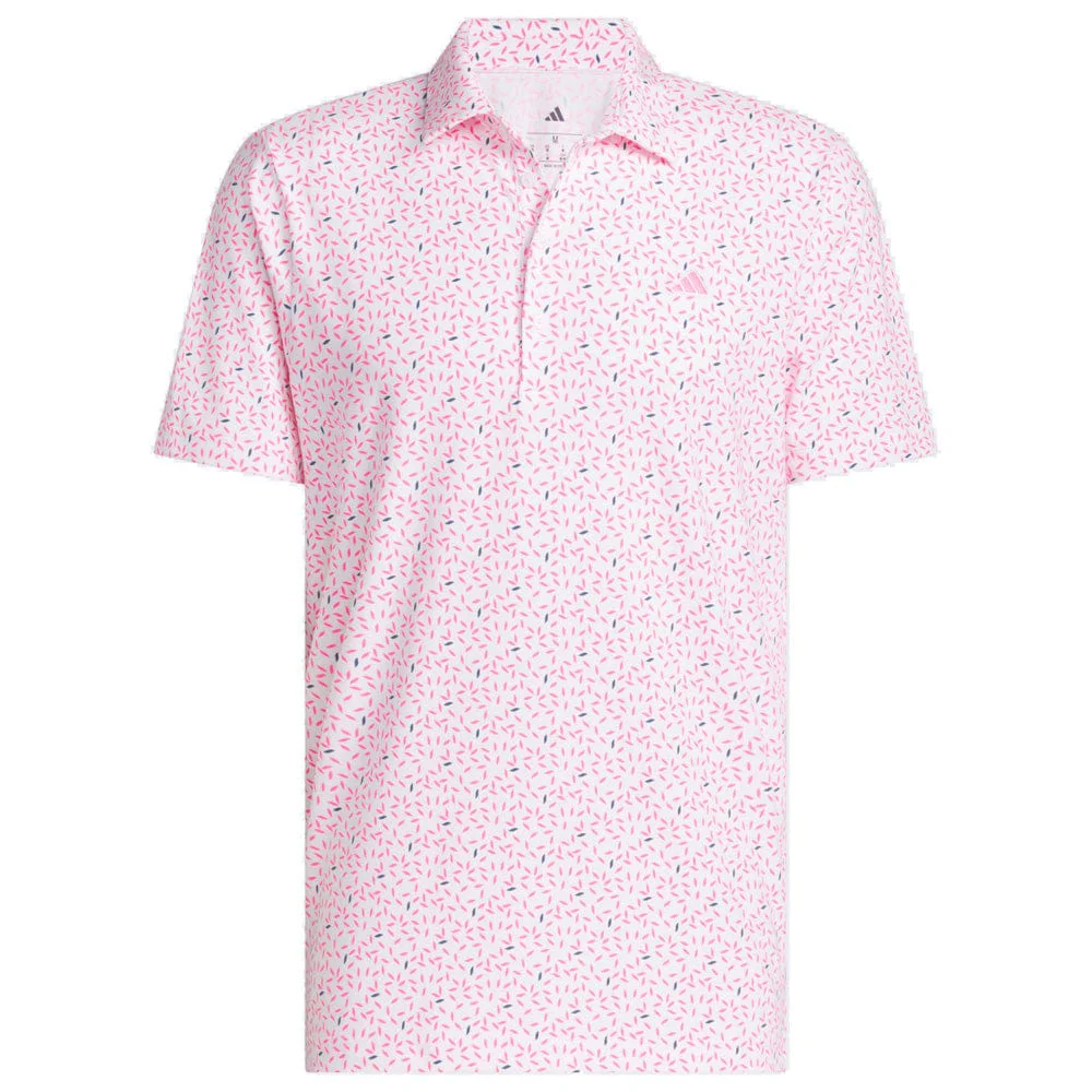 adidas Ultimate365+ Soft Print Polo Shirt - White/Lucid Pink - Image 3