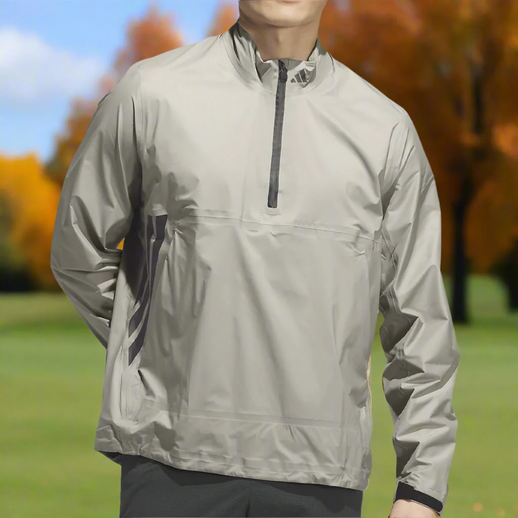 adidas Ultimate365 Tour Climaproof+ Waterproof Half-Zip Rain Suit - Silver Pebble/Grey One - Image 7