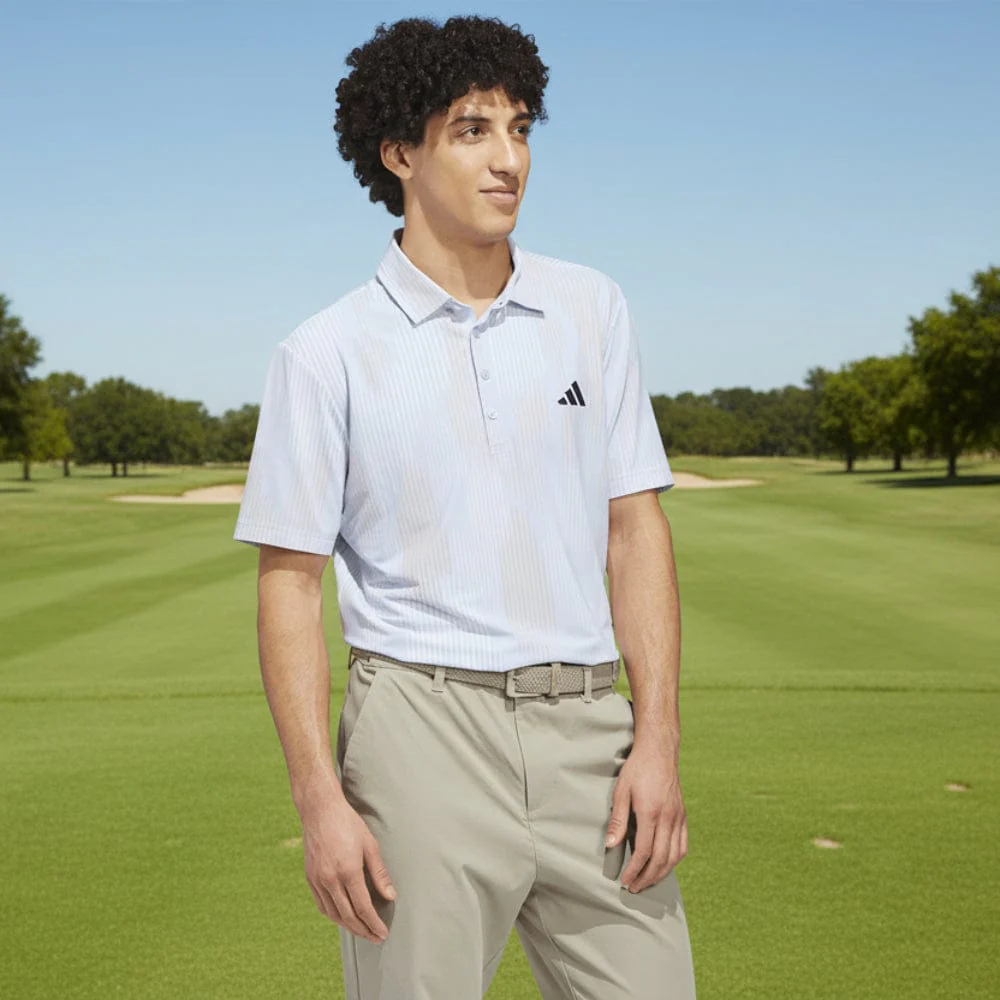 adidas Ultimate365 Tour Cool Feel Print Polo Shirt - Crystal Sky - Image 4