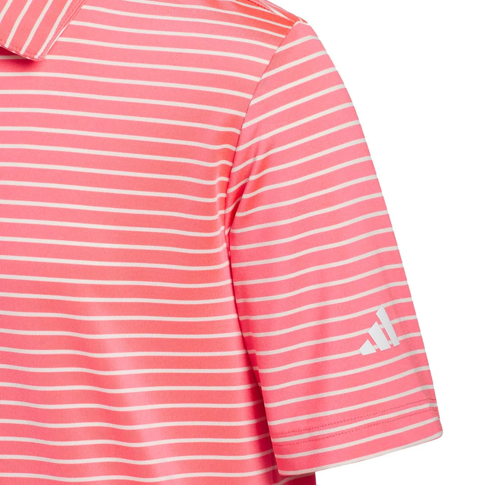 adidas Youth Climacool Striped Polo Shirt - Pure Turbo/White - Image 3