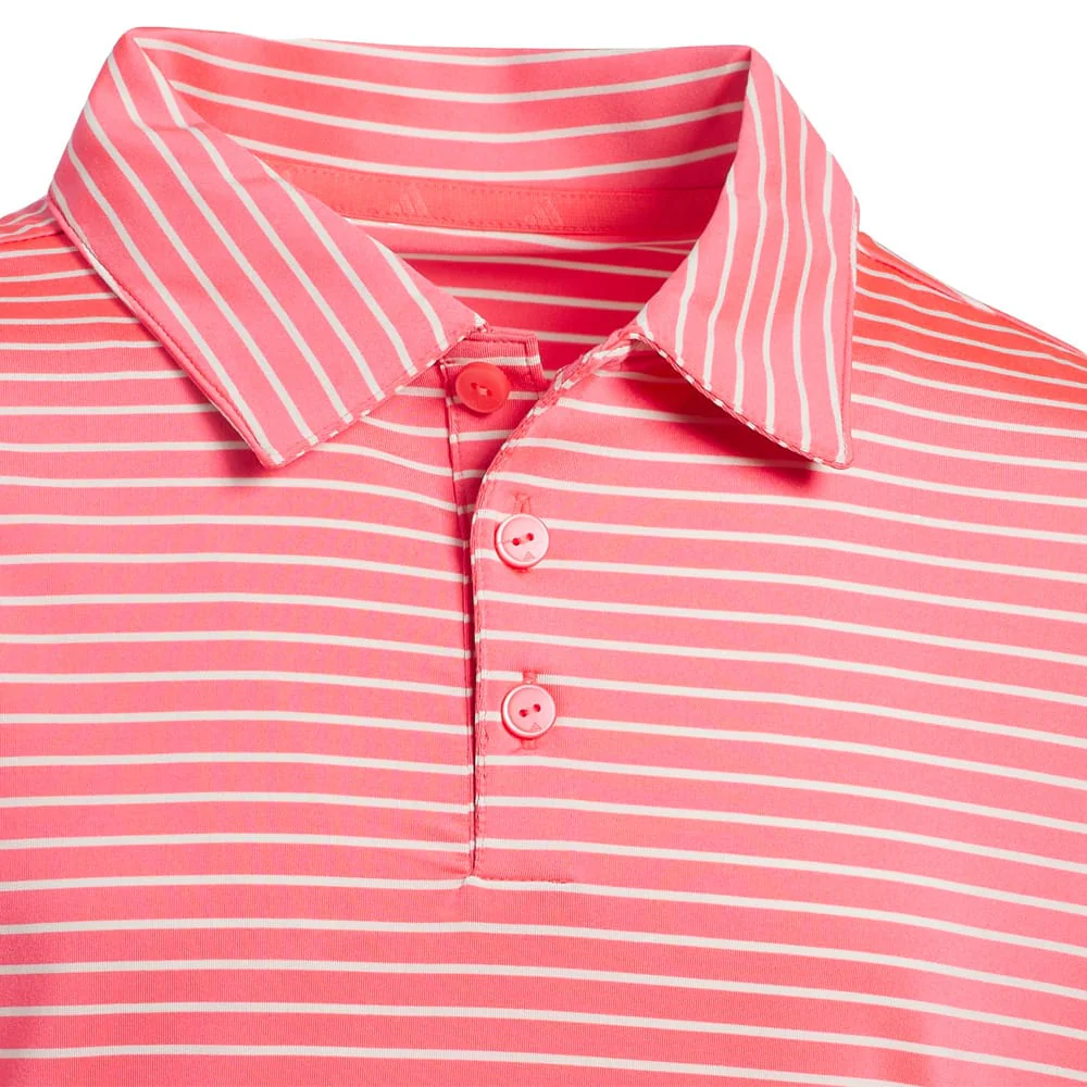 adidas Youth Climacool Striped Polo Shirt - Pure Turbo/White - Image 4