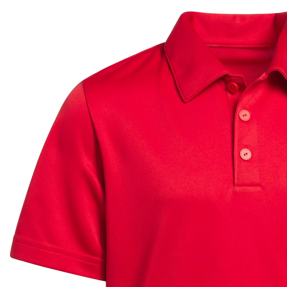 adidas Youth Performance Short Sleeve Polo Shirt - Collegiate Red - Image 3