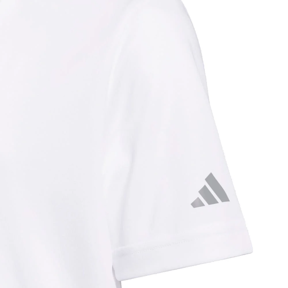 adidas Youth Performance Short Sleeve Polo Shirt - White - Image 5
