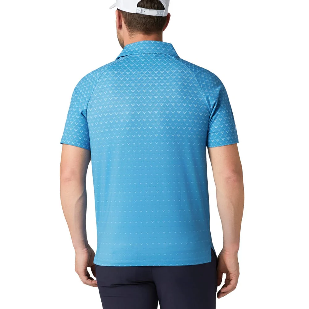Callaway Engineered Chev Ombre Print Polo Shirt - Cendre Blue - Image 4