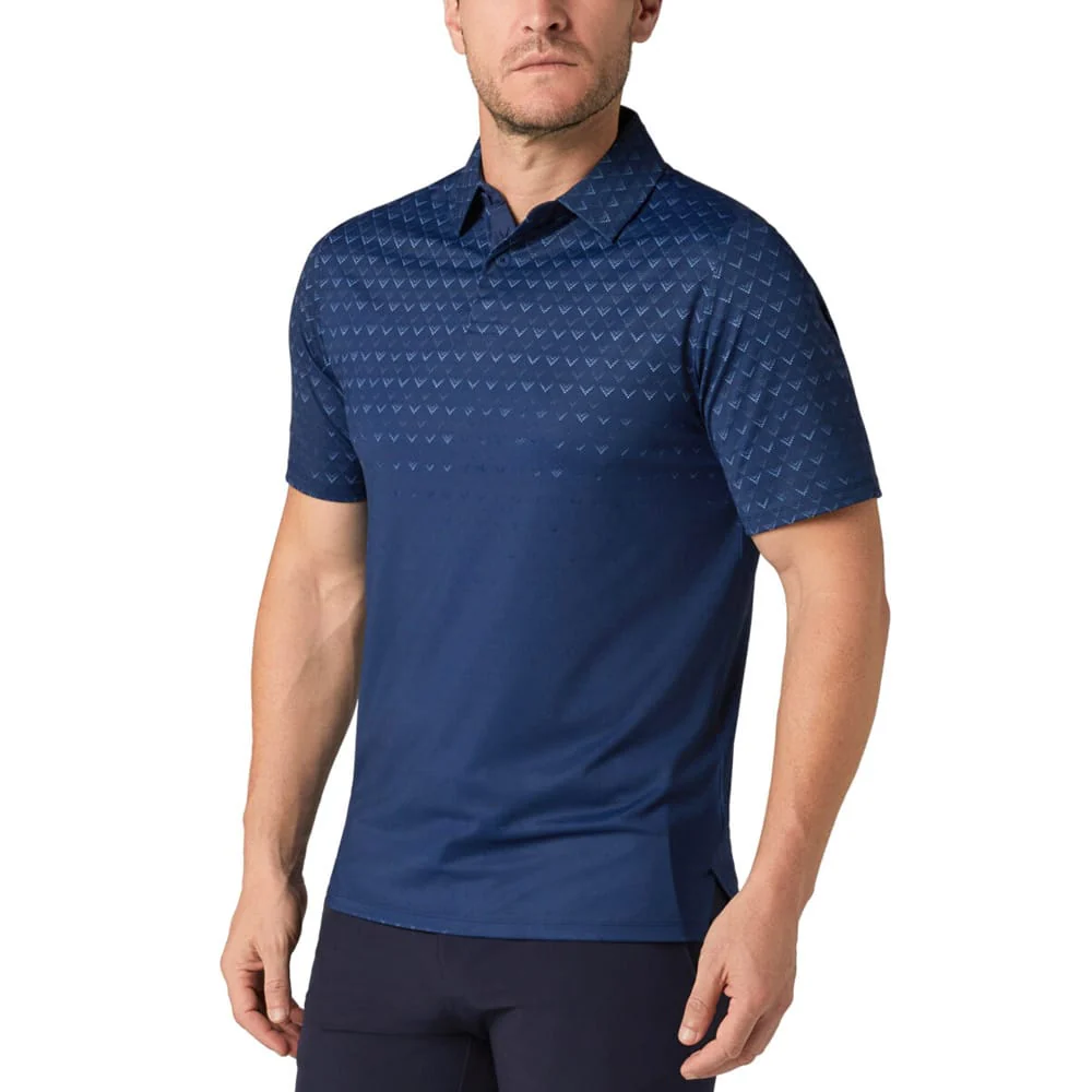 Callaway Engineered Chev Ombre Print Polo Shirt - Peacoat - Image 3
