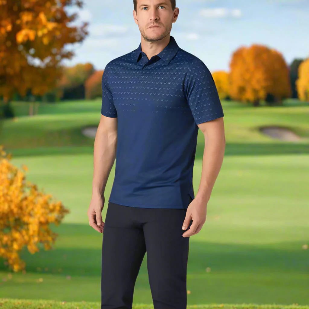 Callaway Engineered Chev Ombre Print Polo Shirt - Peacoat - Image 5