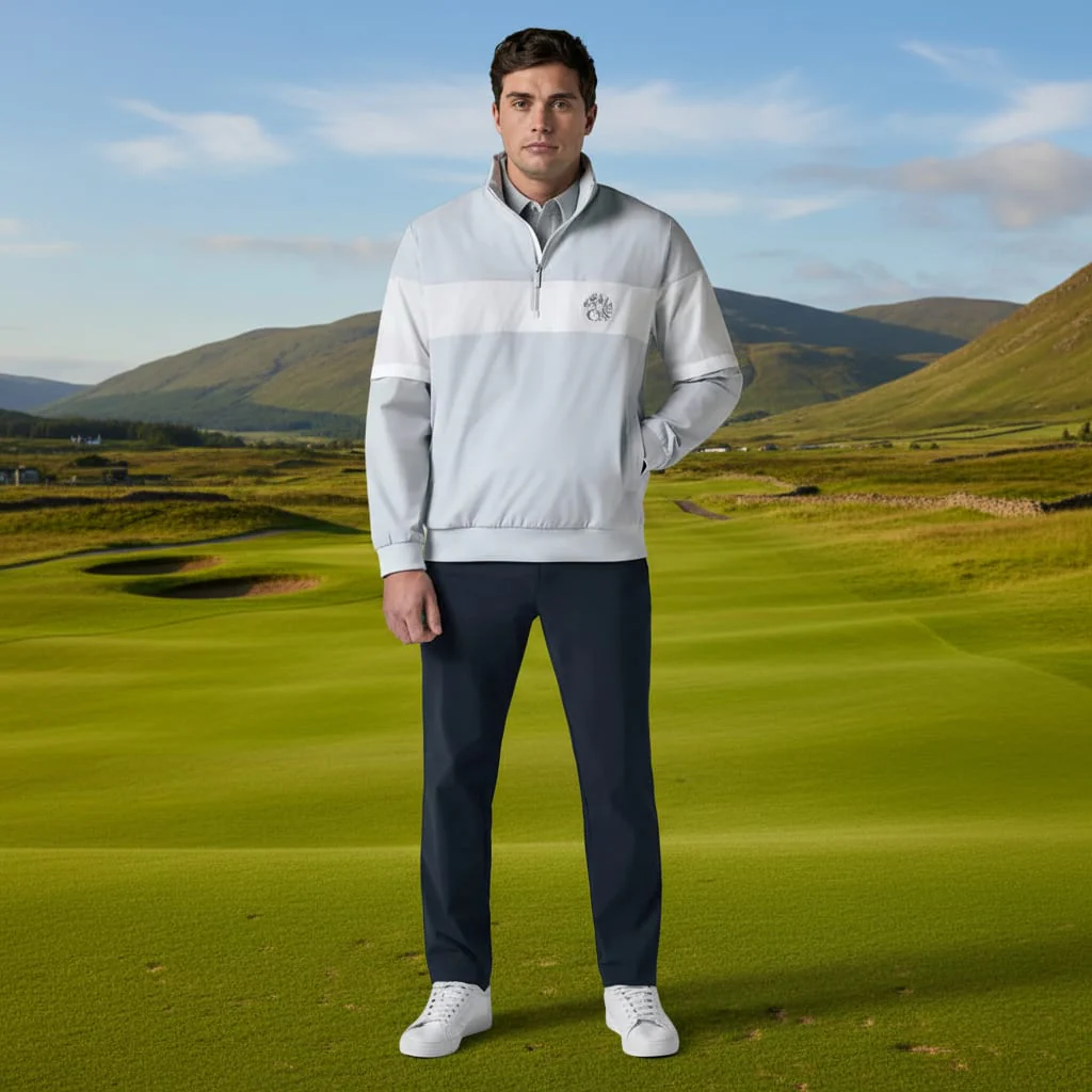 Callaway Legacy Collection Half Zip Convertible Rain Jacket - Gray Dawn - Image 3