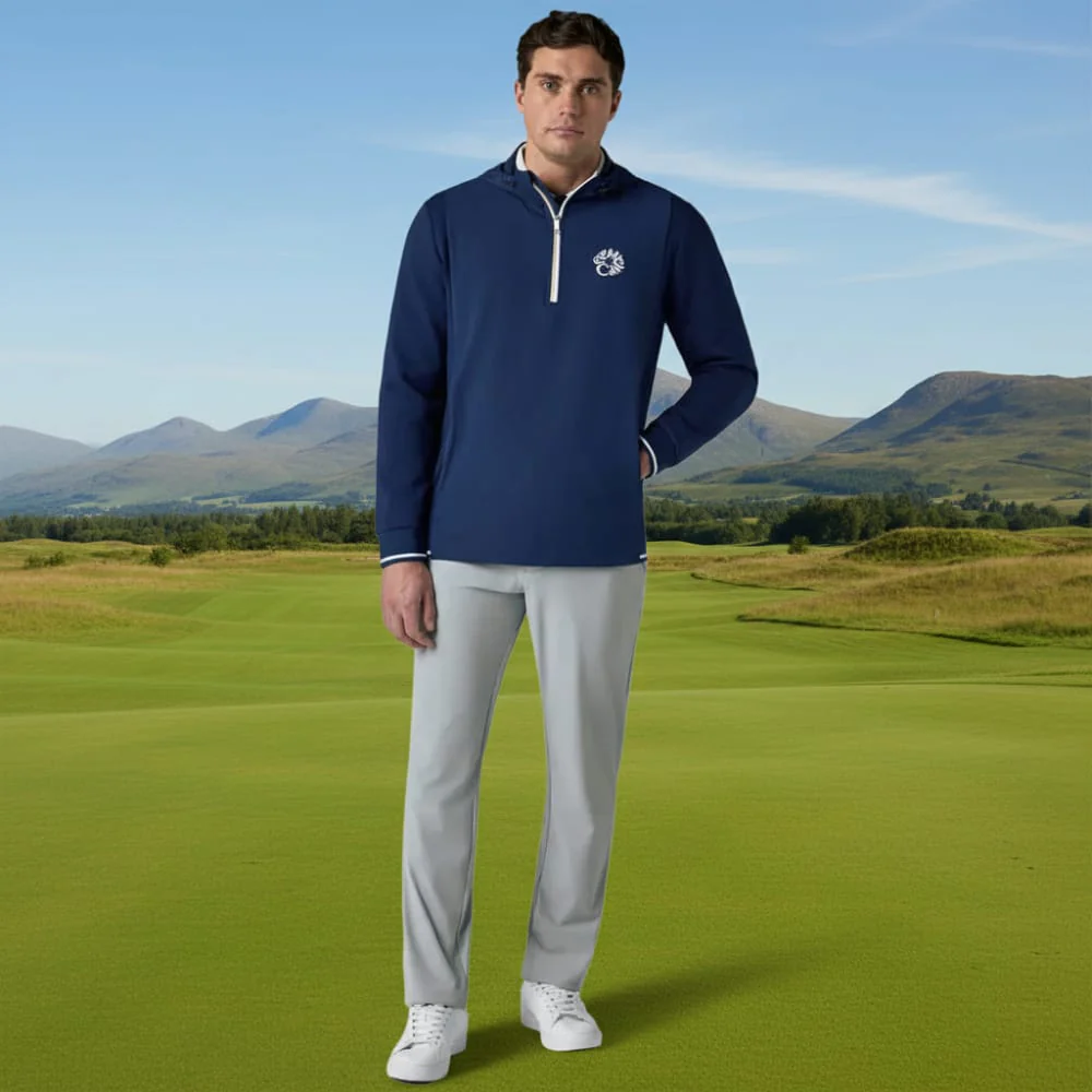 Callaway Legacy Collection Mixed Media Quarter-Zip Hoodie - Medieval Blue - Image 3