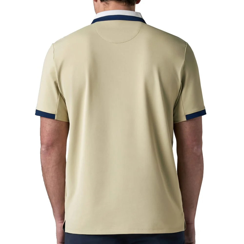 Callaway Legacy Collection Striped Colourblock Ribbed Collar Polo Shirt - Fields of Rye - Image 5