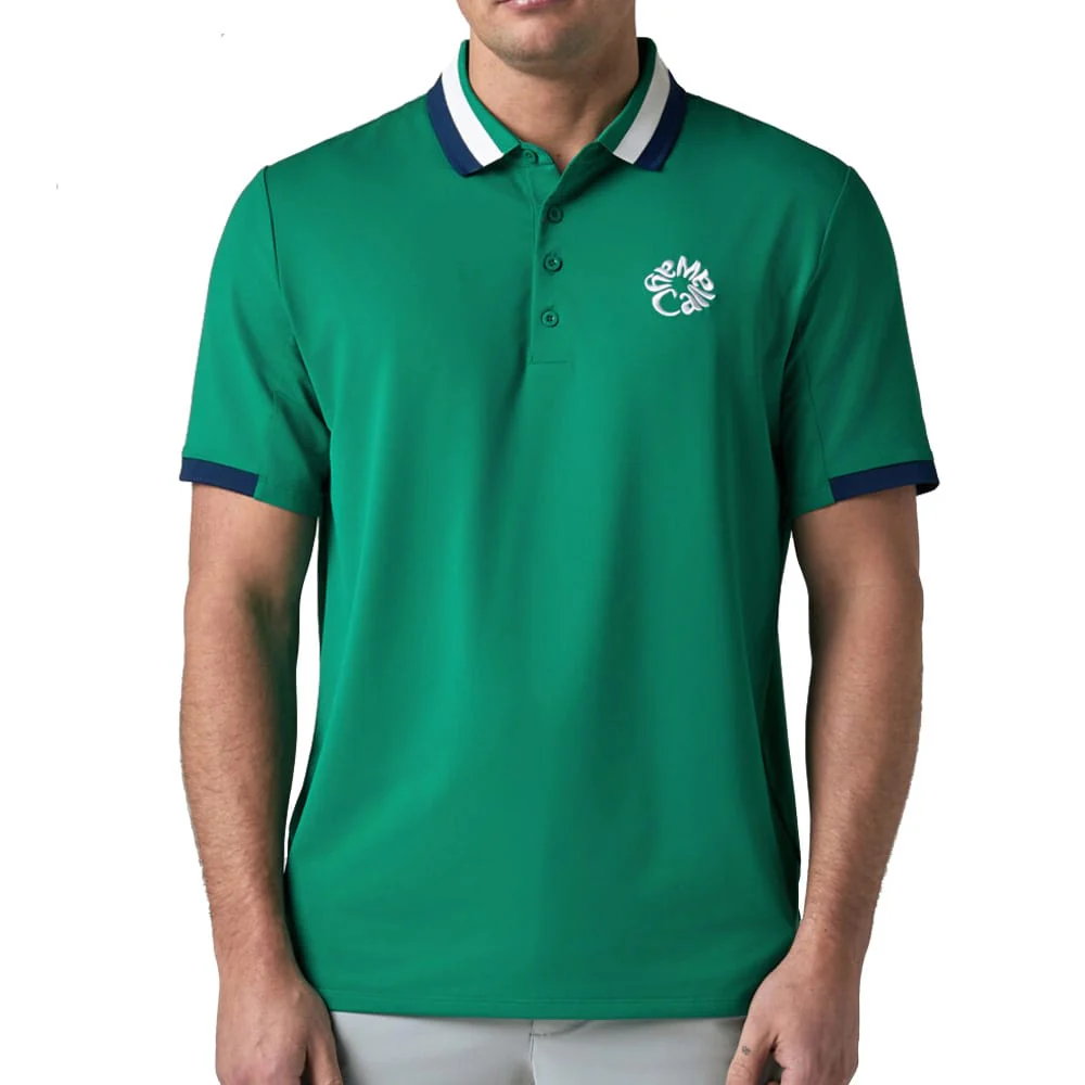 Callaway Legacy Collection Striped Colourblock Ribbed Collar Polo Shirt - Tidepool - Image 3