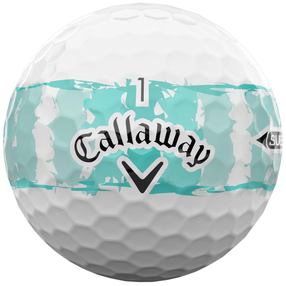 Callaway Supersoft Distressed Stripe Golf Balls - White/Teal - 12 Pack - Image 3
