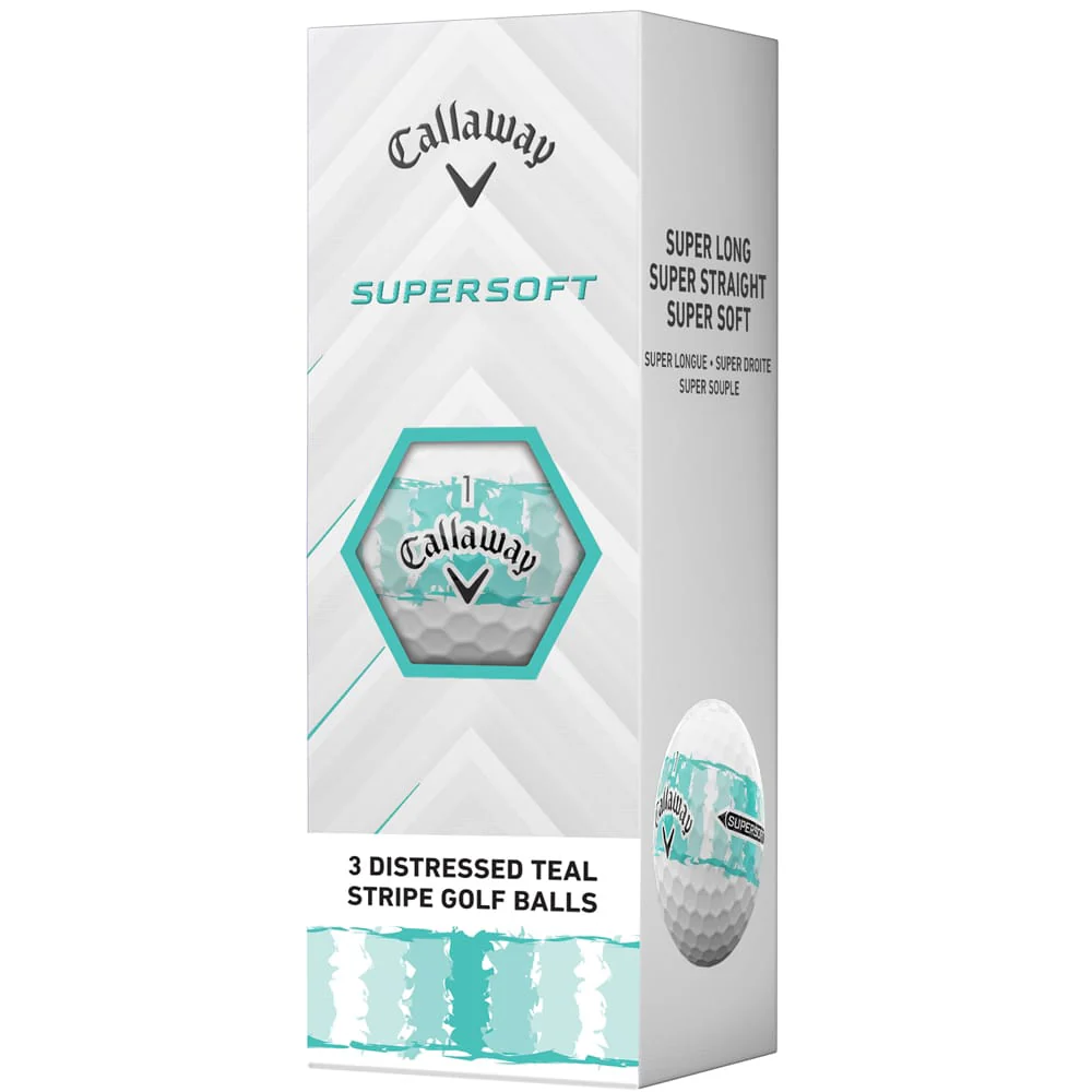 Callaway Supersoft Distressed Stripe Golf Balls - White/Teal - 12 Pack - Image 4