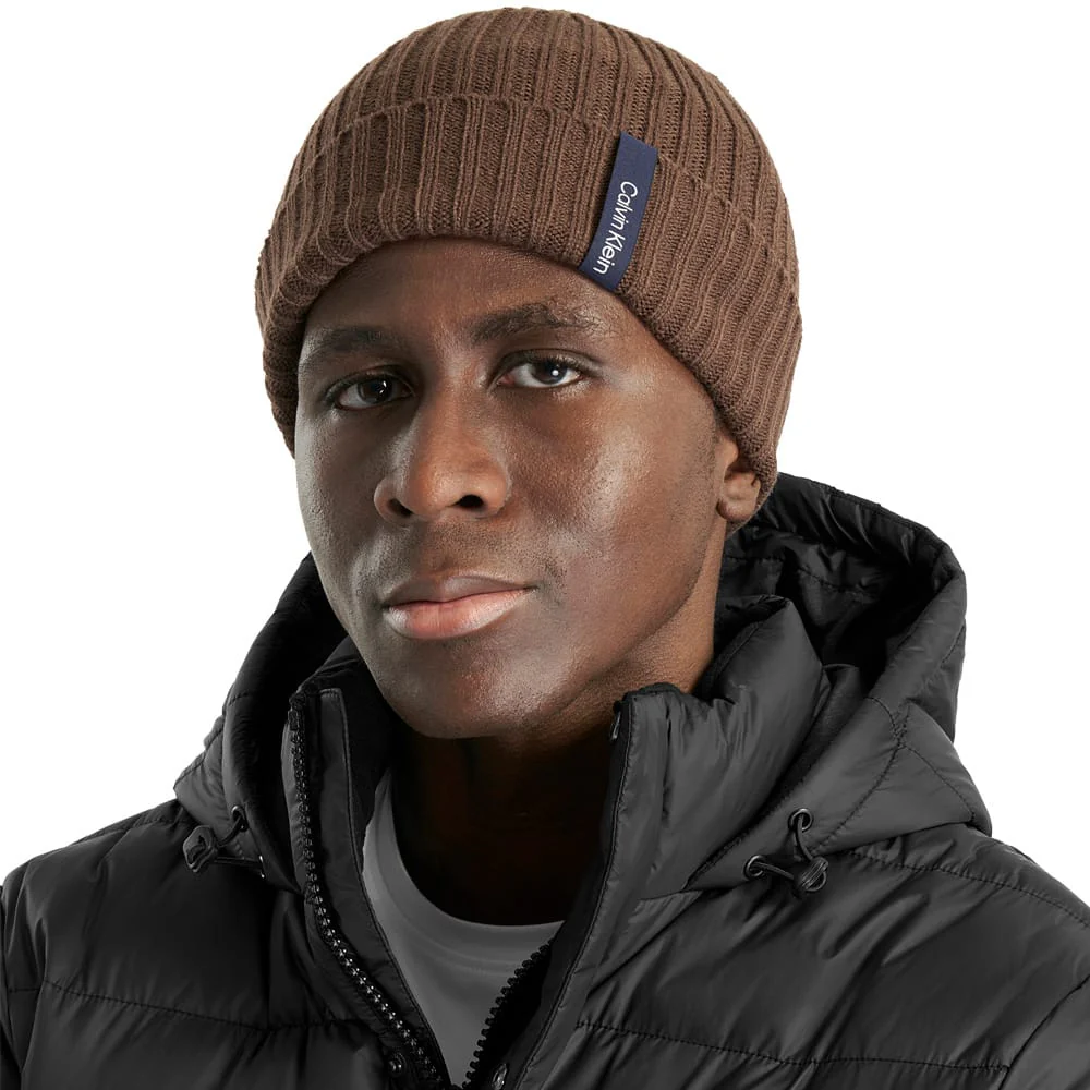 Calvin Klein Albon Ribbed Beanie - Cedar Brown - Image 3