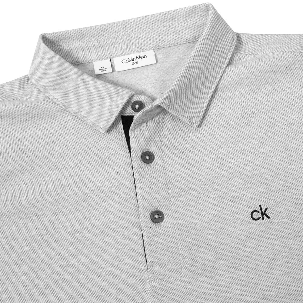 Calvin Klein Bayard Long Sleeve Polo Shirt - Silver Marl - Image 3