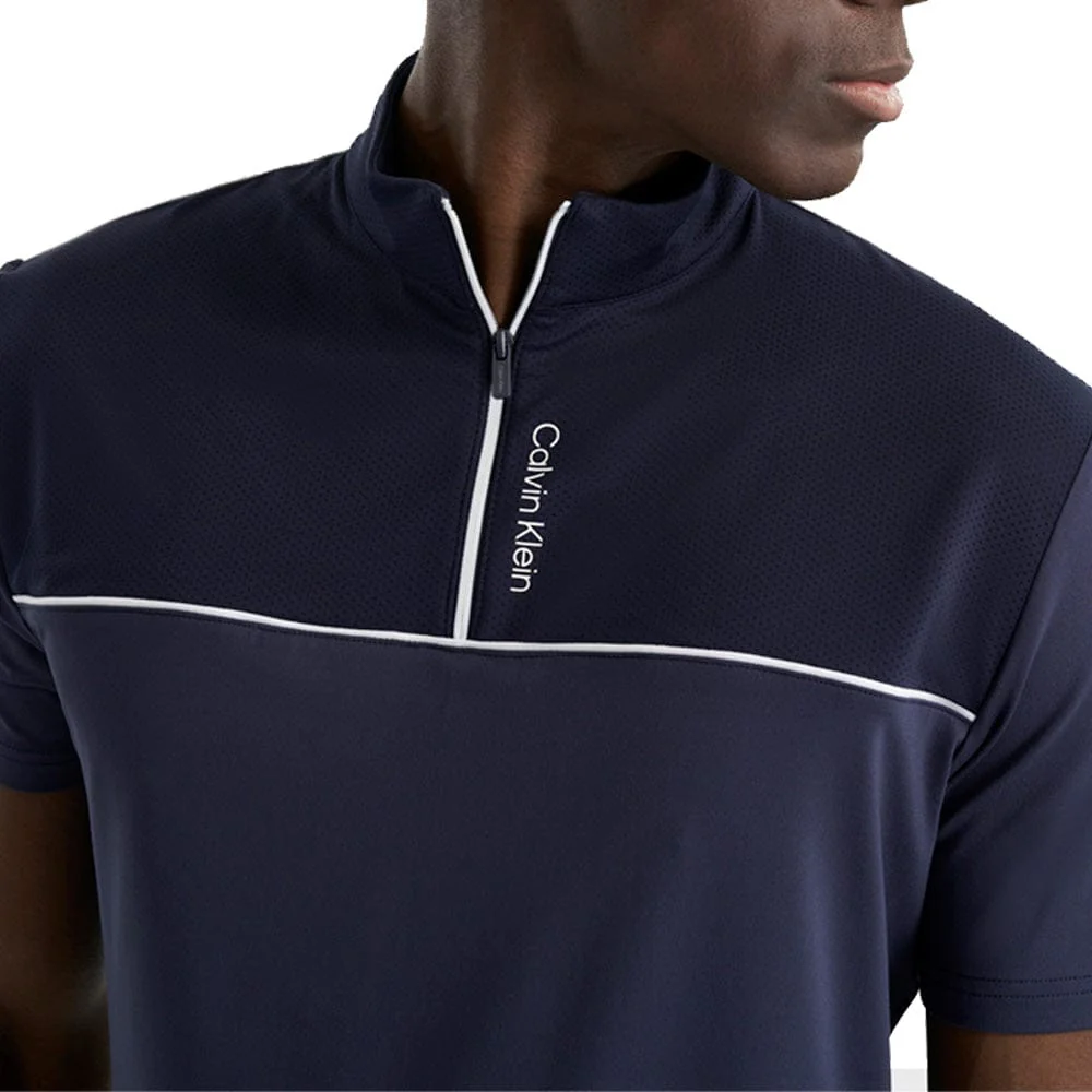 Calvin Klein Grange Mock Neck Polo Shirt - Navy - Image 6