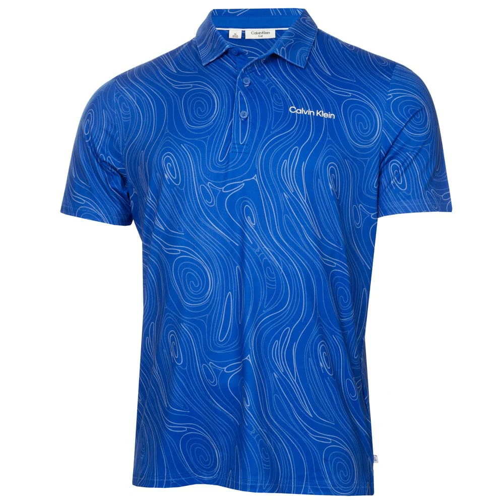 Calvin Klein Marble Print Polo Shirt - Sapphire - Image 3