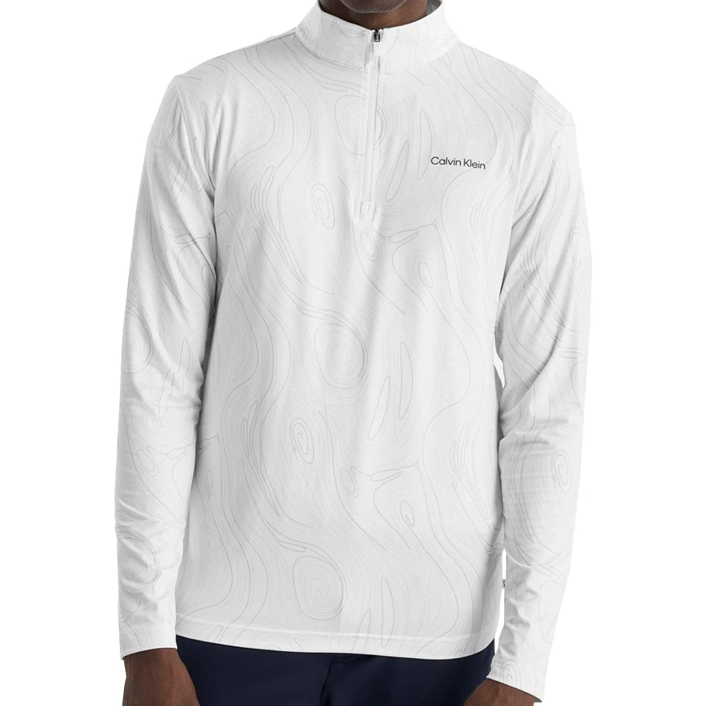 Calvin Klein Printed Newport Half Zip - White Marble