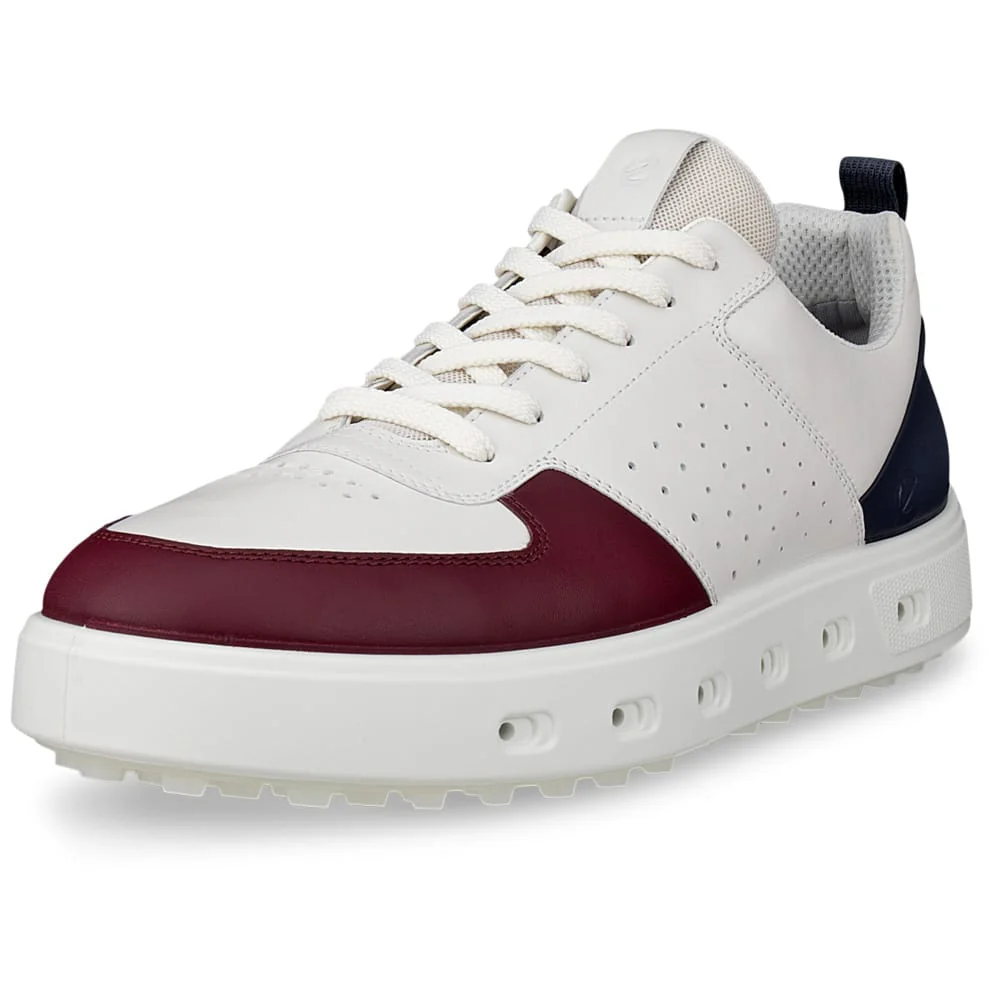 ECCO Golf Street 720 Waterproof Spikeless Shoes - Dark Ruby/White/Marine - Image 3