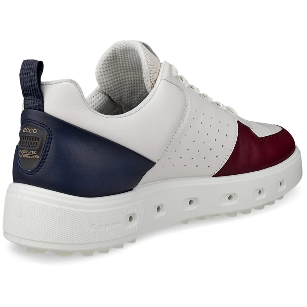 ECCO Golf Street 720 Waterproof Spikeless Shoes - Dark Ruby/White/Marine - Image 6