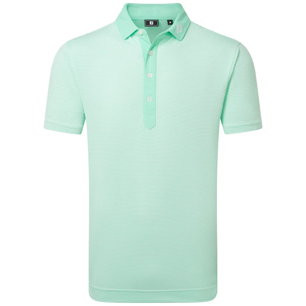 FootJoy Feeder Stripe Pique Polo Shirt - Sea Glass