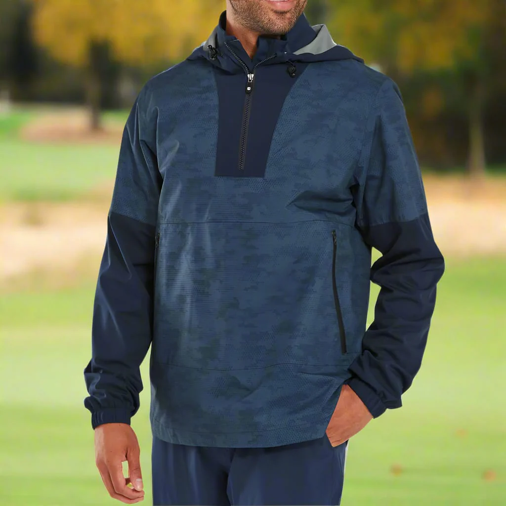 FootJoy HydroLite X Waterproof Hoodie Suit - Navy Camo/Black - Image 6