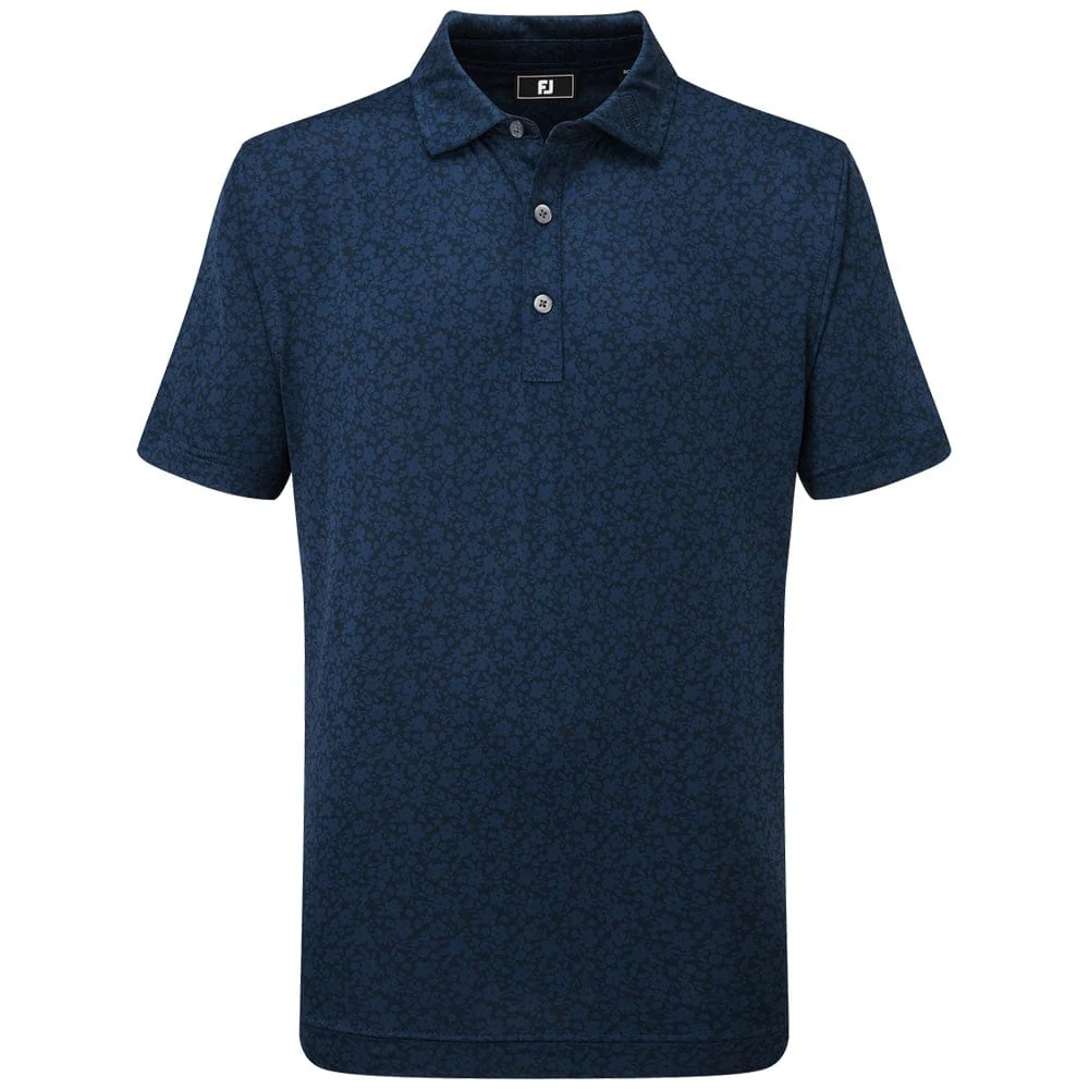 FootJoy Junior Floral Lisle Polo Shirt - Navy