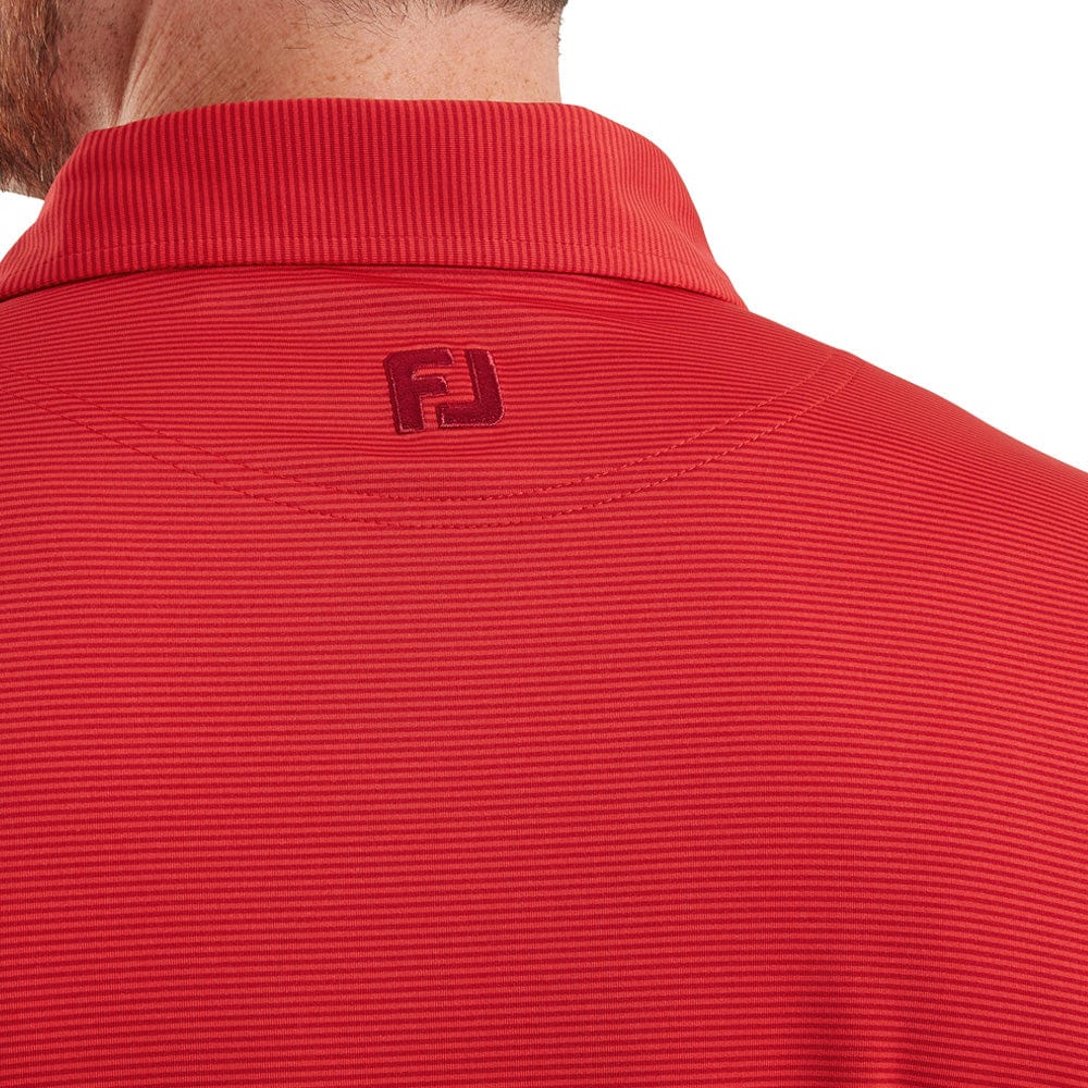 FootJoy Micro Feeder Stripe Lisle Polo Shirt - Red Tonal - Image 3