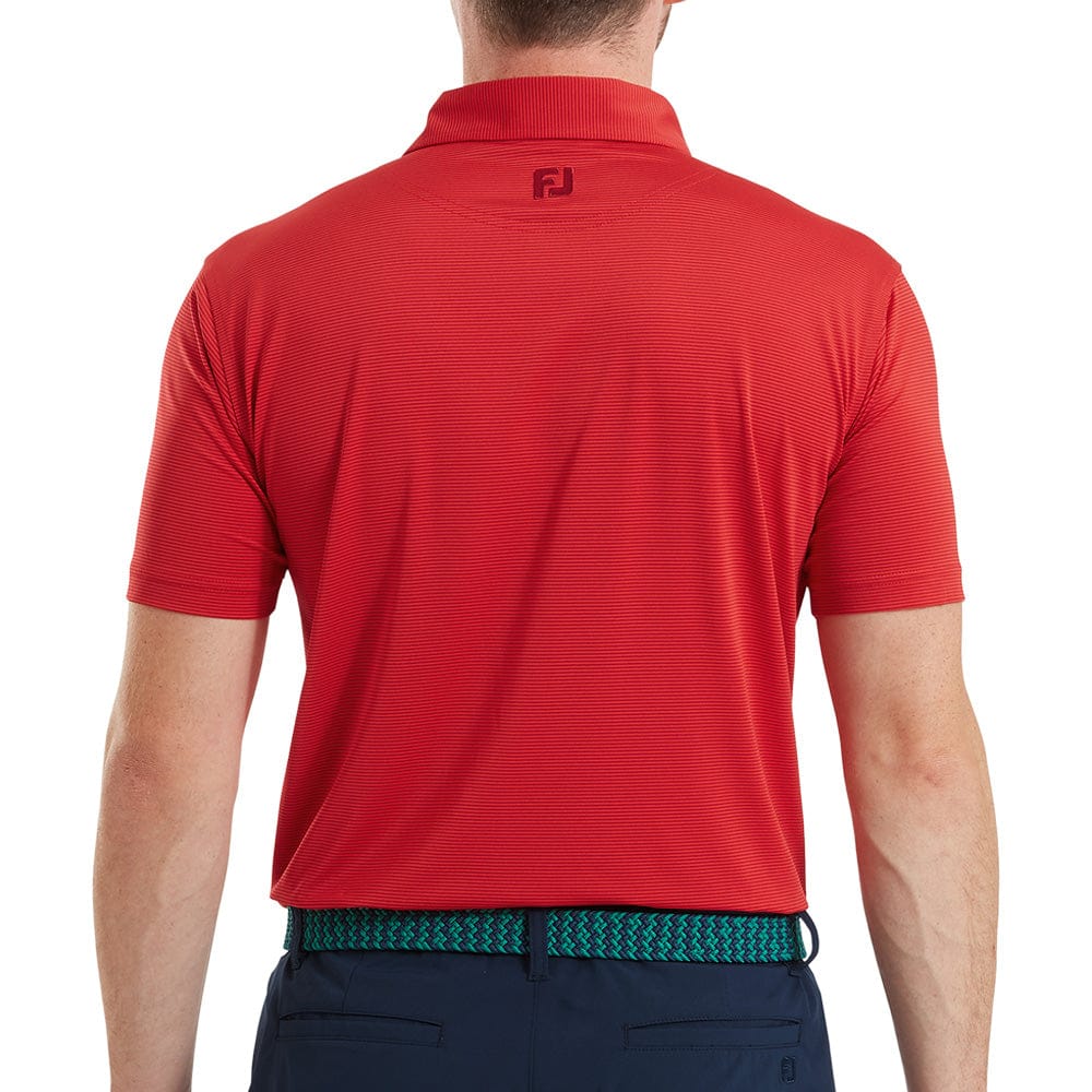 FootJoy Micro Feeder Stripe Lisle Polo Shirt - Red Tonal - Image 5