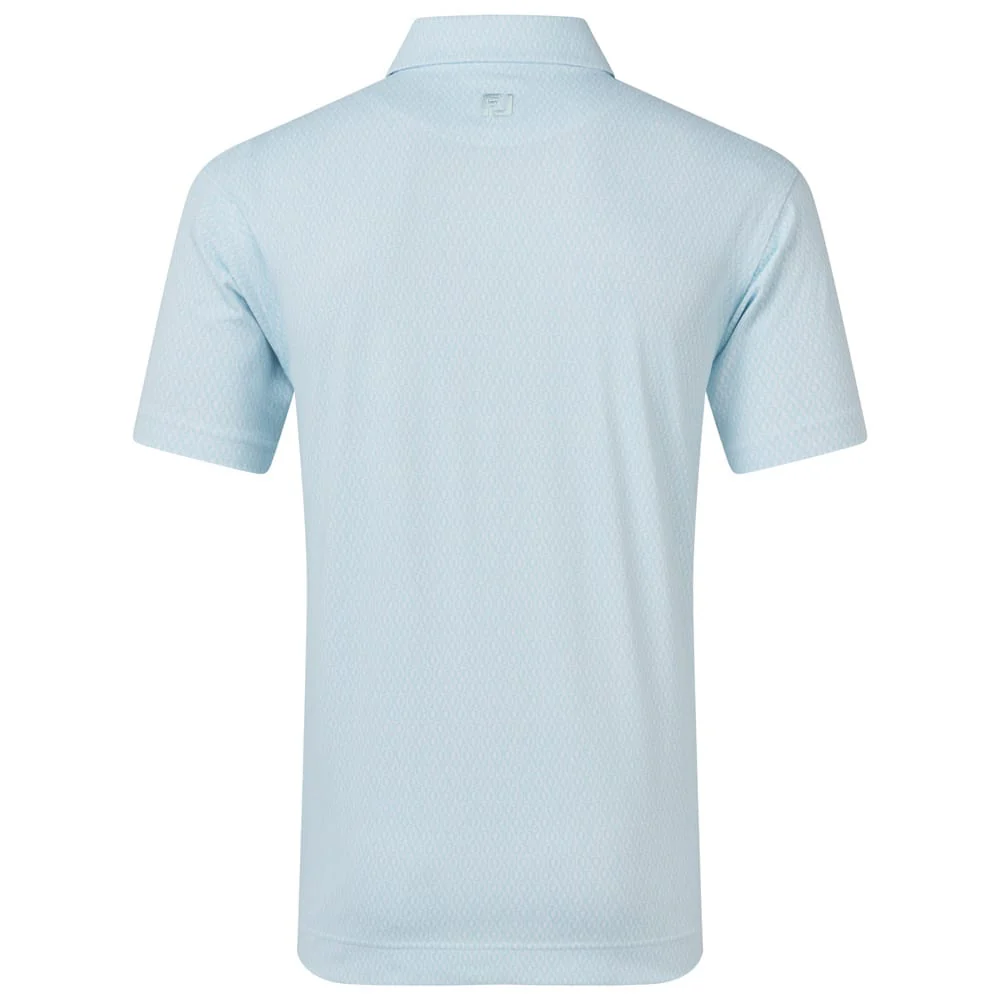 FootJoy Modernist Geo Pique Polo Shirt- White/Ice Blue - Image 2