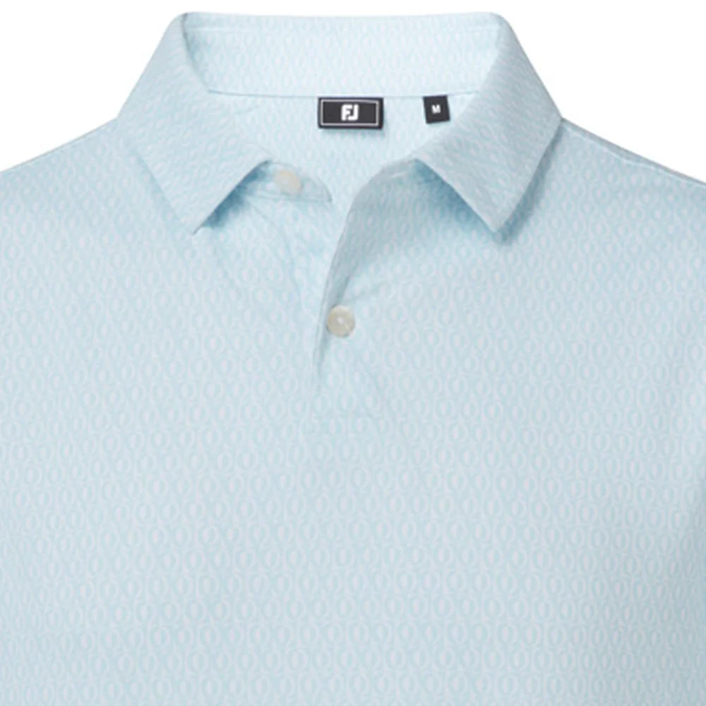 FootJoy Modernist Geo Pique Polo Shirt- White/Ice Blue - Image 3