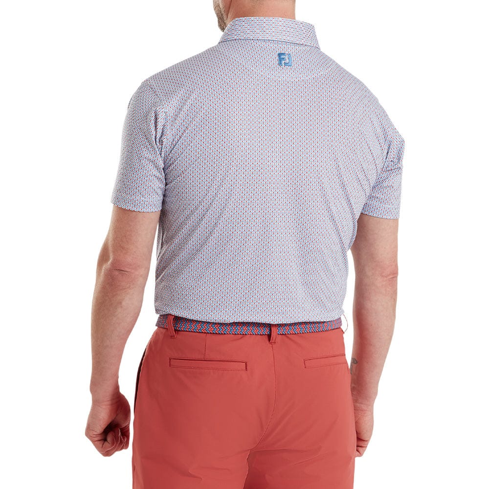 FootJoy Nautical Flag Print Lisle Polo Shirt - Nantucket Red/Coastal Blue - Image 4