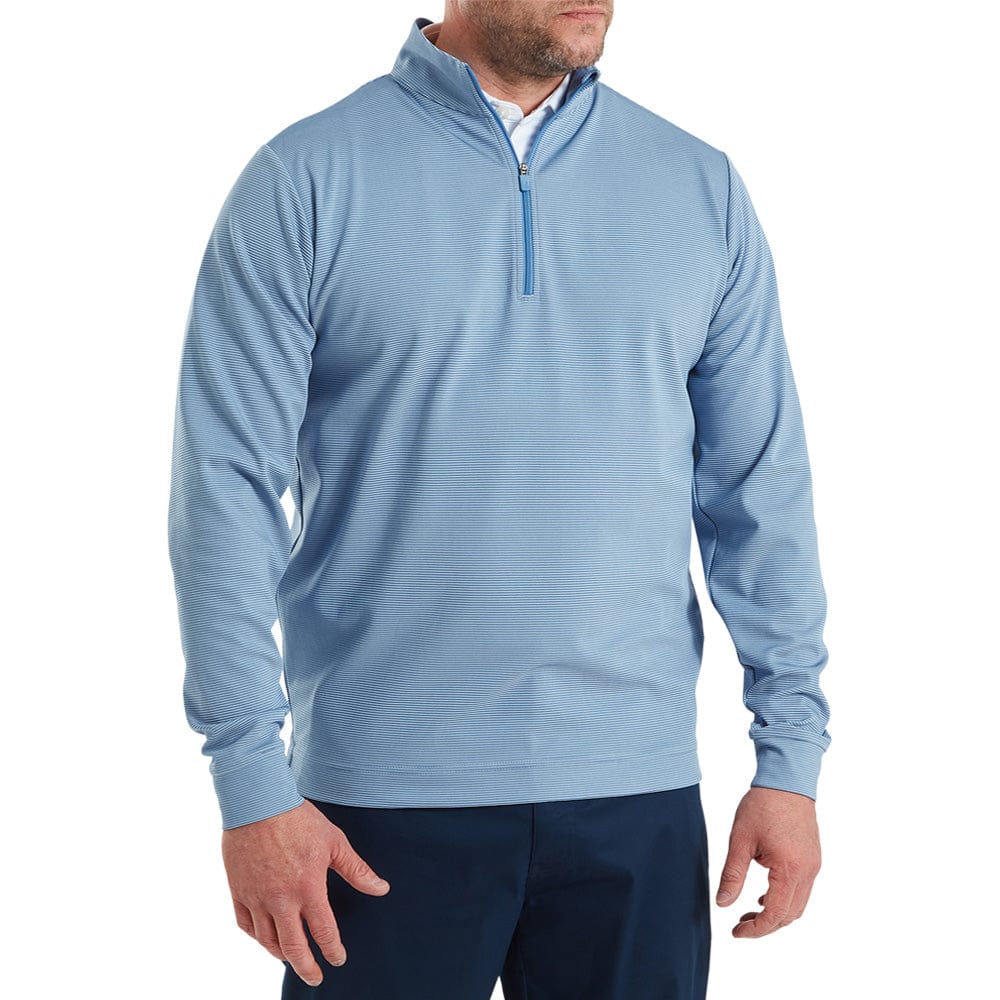 FootJoy Ottoman Stripe Chillout 1/4 Zip Pullover - Chambray/Coastal Blue - Image 3