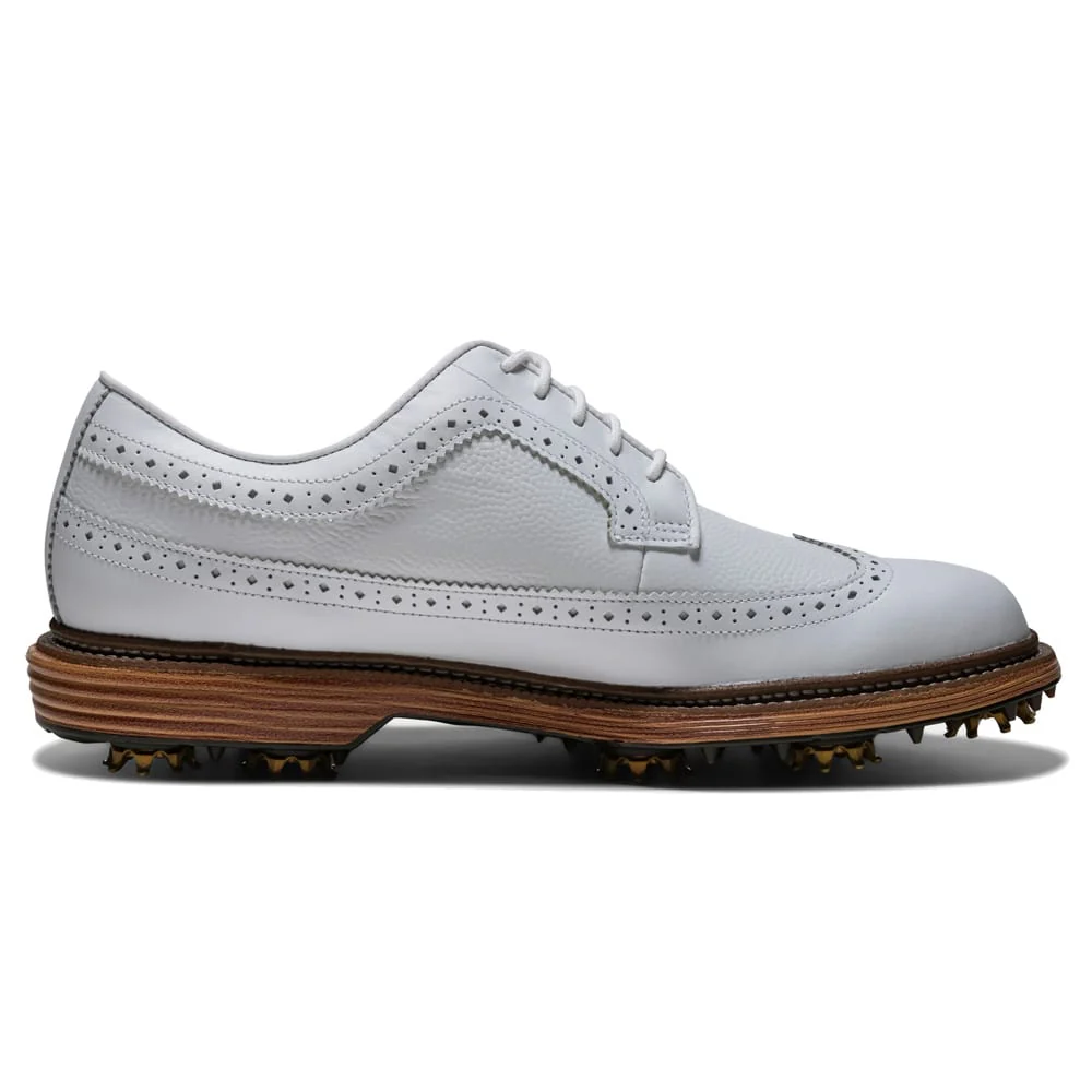 FootJoy Premiere Series Marquis Waterproof Spiked Shoes - White/White/Brown - Image 4