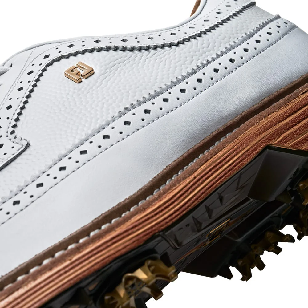 FootJoy Premiere Series Marquis Waterproof Spiked Shoes - White/White/Brown - Image 5